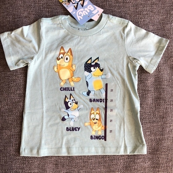 COPY - Moose Toddler Boy Girl Bluey Printed Short Sleeve T-Shirt Green 2T - Picture 1 of 8